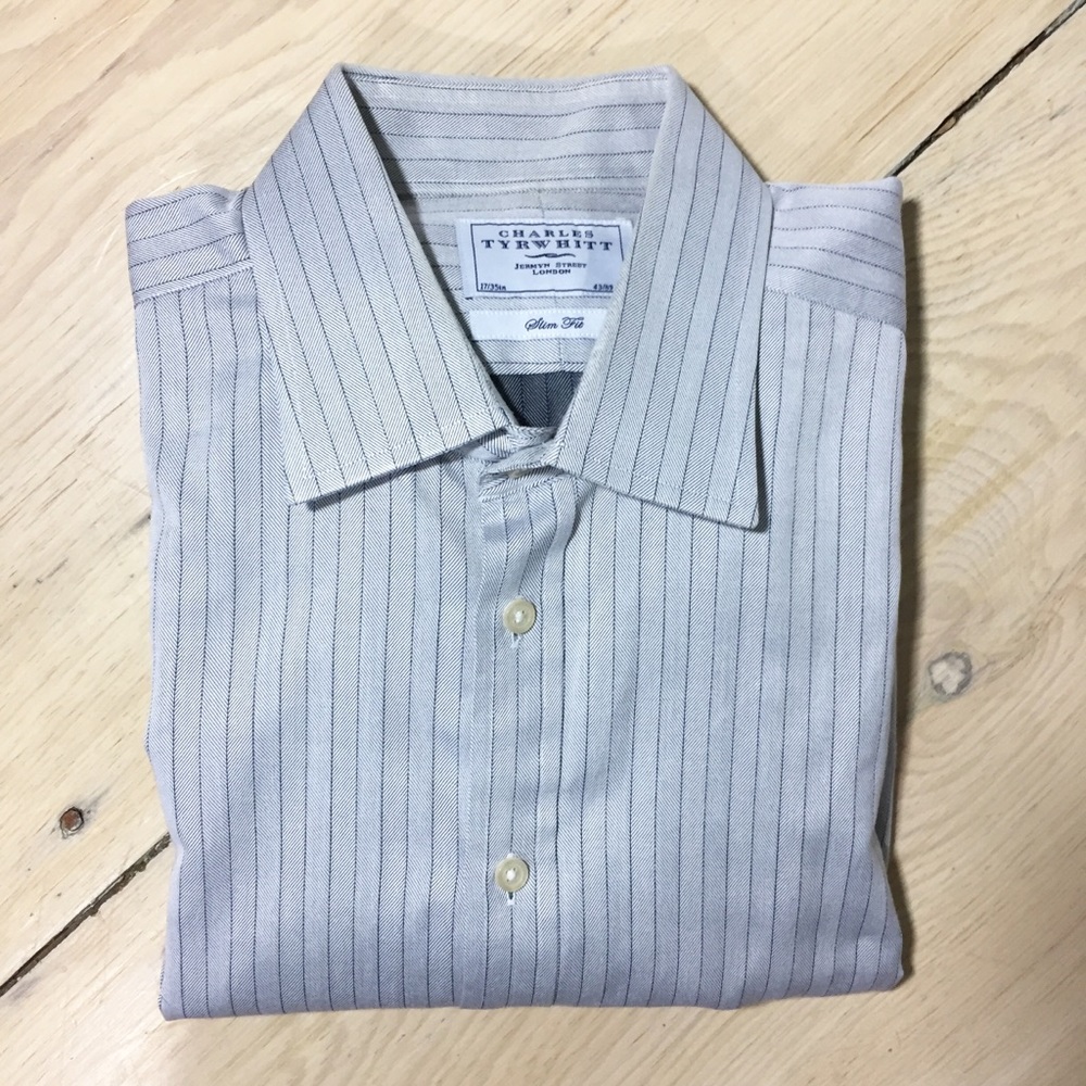 Charles Tyrwhitt Navy Herringbone Dress Shirt