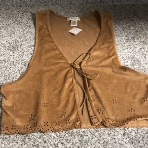 tan vest like top with cut outs NWT