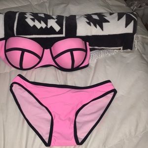 Hot Pink Strapless Bikini
