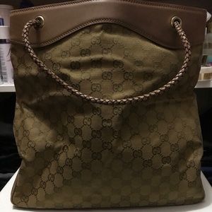 Authentic golden brown Gucci monogram tote