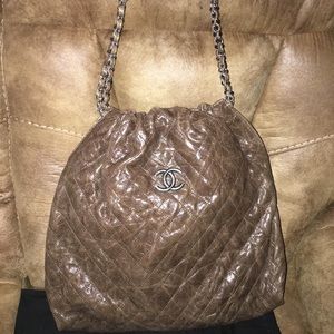 Auth CHANEL Women’s Large Brown Leather Purse