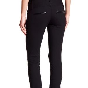 Alice+Olivia Slim Leg Pant w/ Genuine Leather Trim