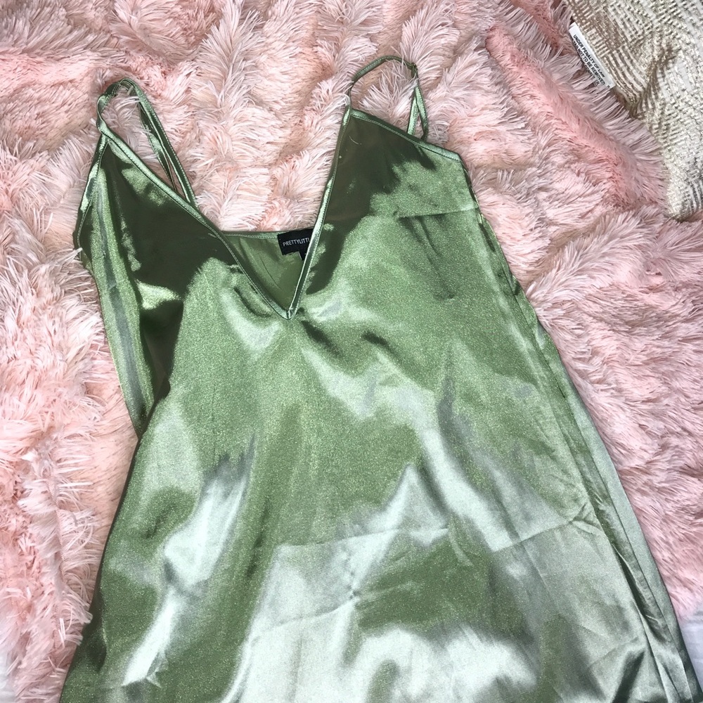 Sage Green Satin Slip Dress