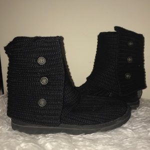 UGG black two way button sweater boots