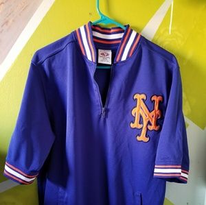 **NY METS TRUE FAN 3/4 ZIP-UP JERSEY W/POCKETS**