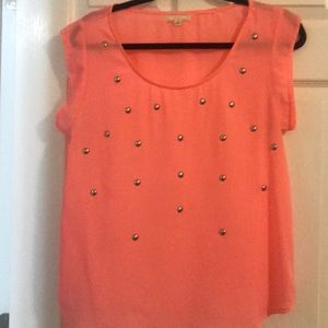 Pink sheer short sleeve shirt