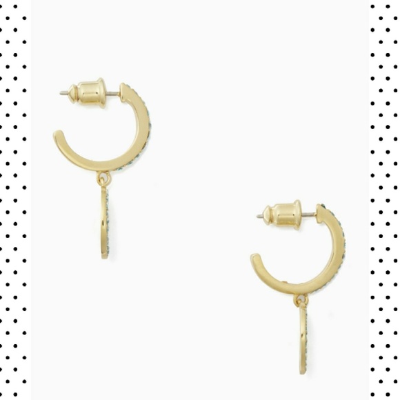 kate spade hoop drop earrings gold tone w CZ NWT - Picture 3 of 7