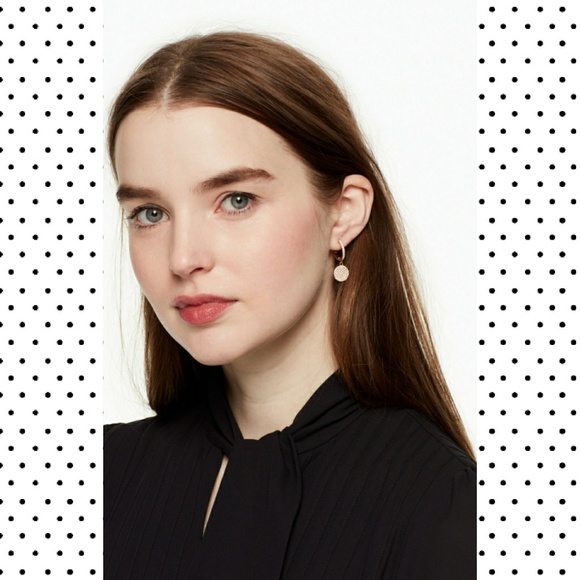 kate spade hoop drop earrings gold tone w CZ NWT - Picture 4 of 7