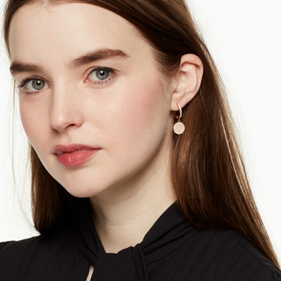 kate spade hoop drop earrings gold tone w CZ NWT - Picture 7 of 7