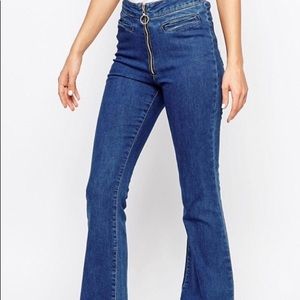 ASOS zip front flare denim size 24