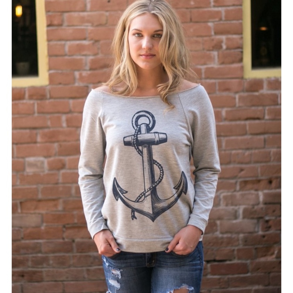 Crew Neck Nautical Anchor Sweater