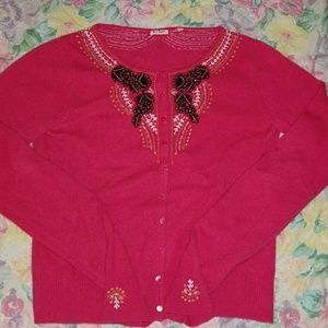 Joy vs Happiness Light sweater w/ hand-made beads