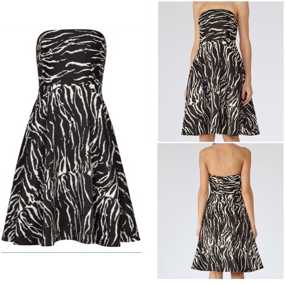 Reiss Zebra Strapless Dress NWT