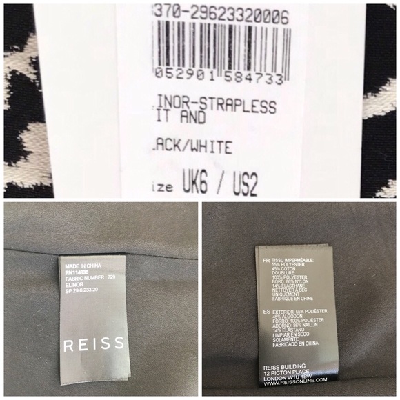 Reiss Zebra Strapless Dress NWT - Picture 7 of 8
