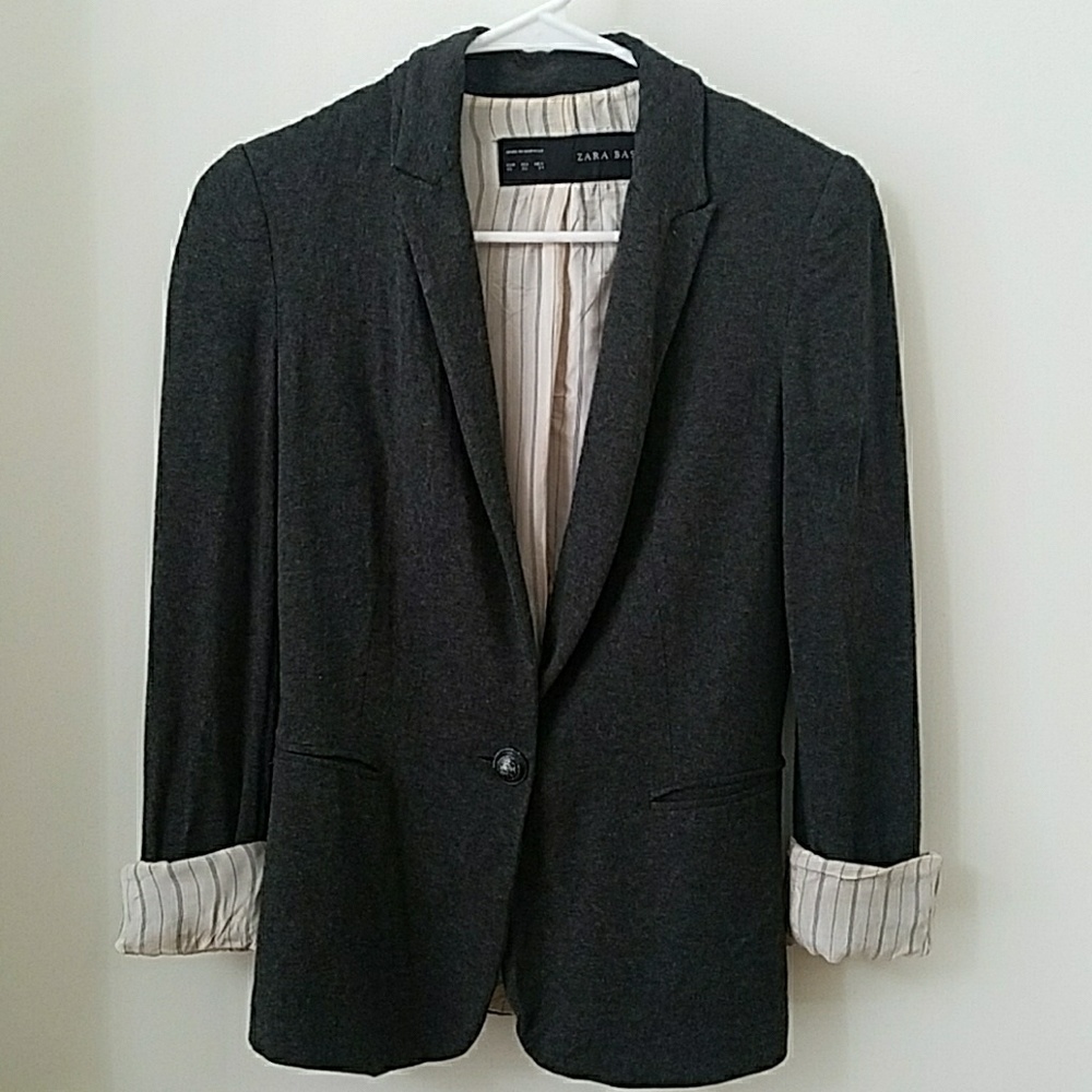 Zara Cotton Light-weight Blazer Dark Gray