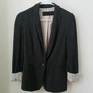 Zara Cotton Light-weight Blazer Dark Gray
