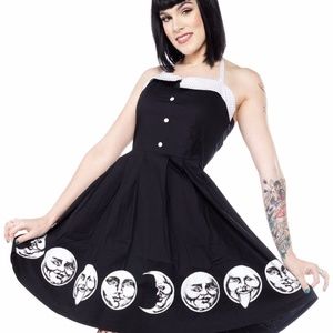SOURPUSS MOON FACES SPOOKSVILLE SWING DRESS