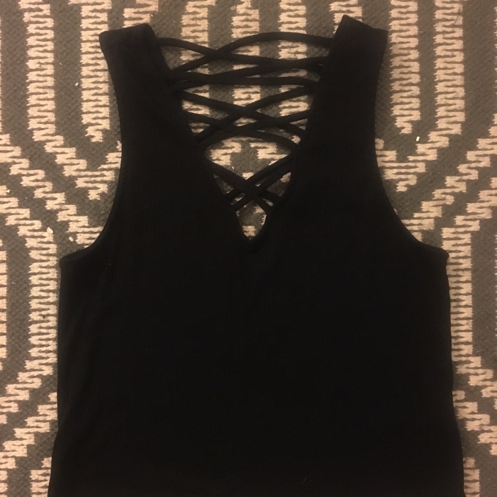 Black LA Hearts cross-cross crop top