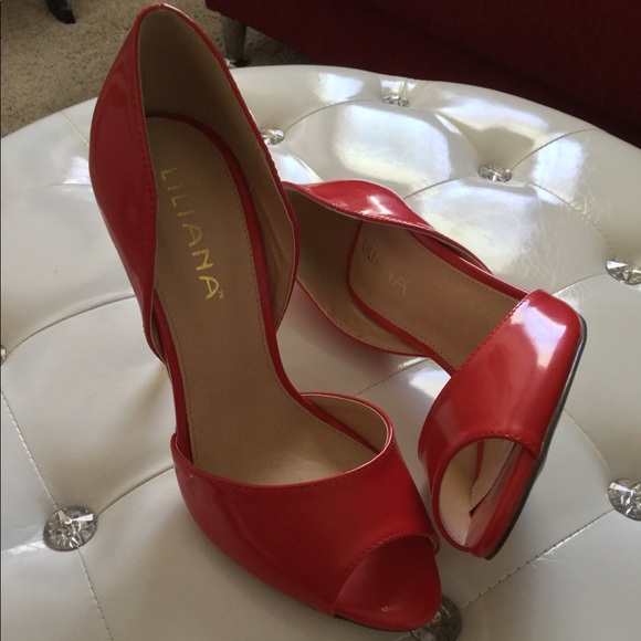 Red Peep Toe Sandals - Picture 1 of 3