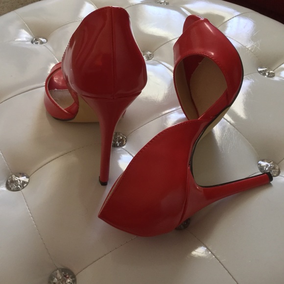 Red Peep Toe Sandals - Picture 2 of 3