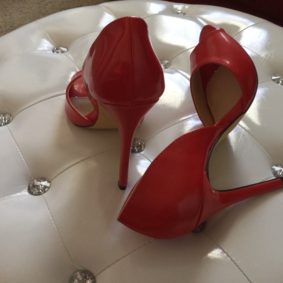 Red Peep Toe Sandals - Picture 3 of 3