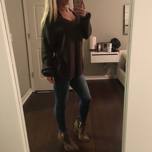 Olive Charlotte Russe lace up back sweater