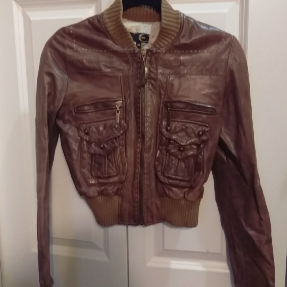 Just Cavalli Cropped Leather Jacket