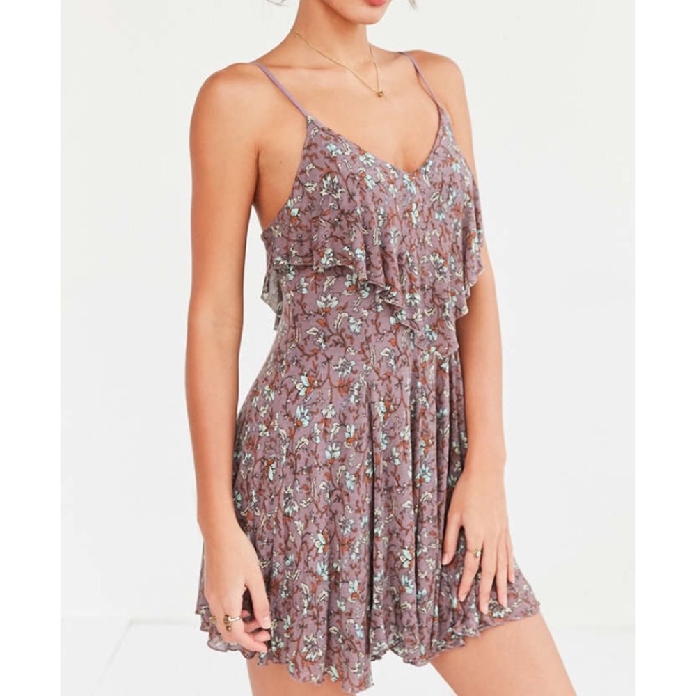 Ruffle neck purple knit UO dress