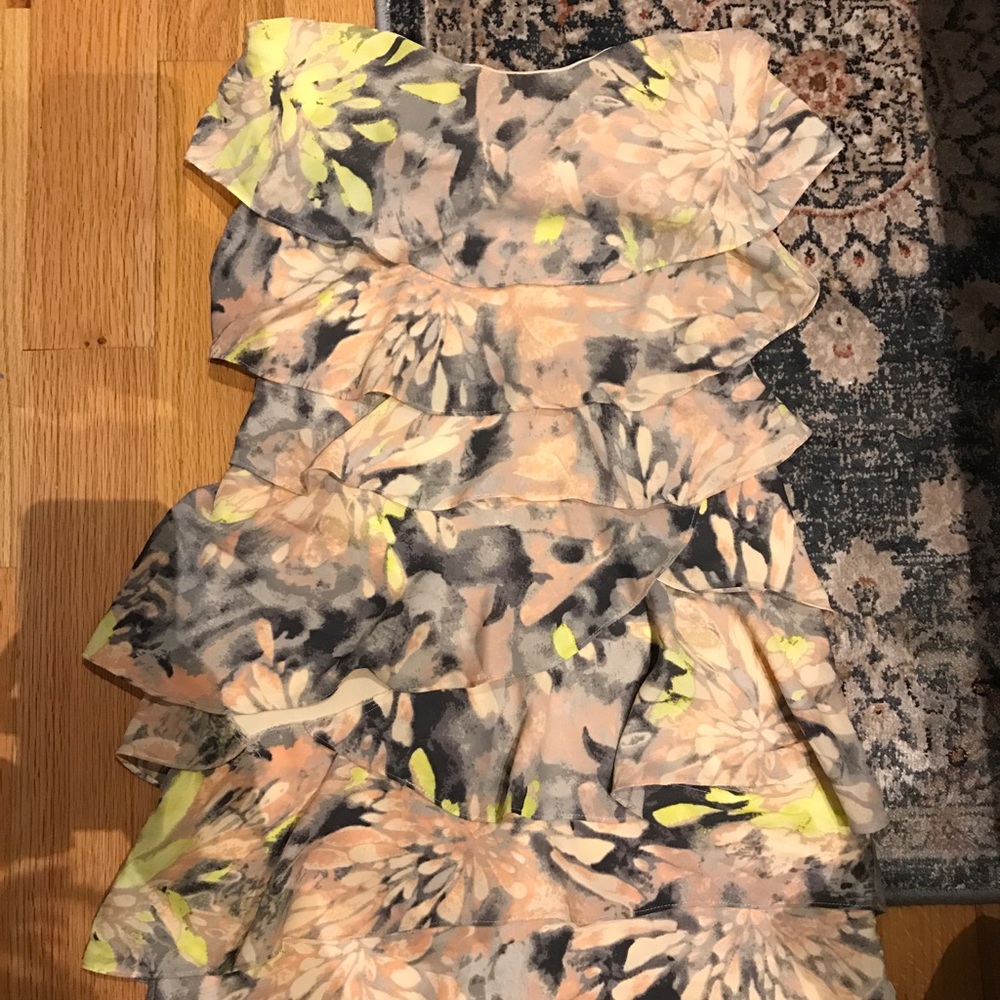 BCBG Tiered Strapless Ruffle Dress