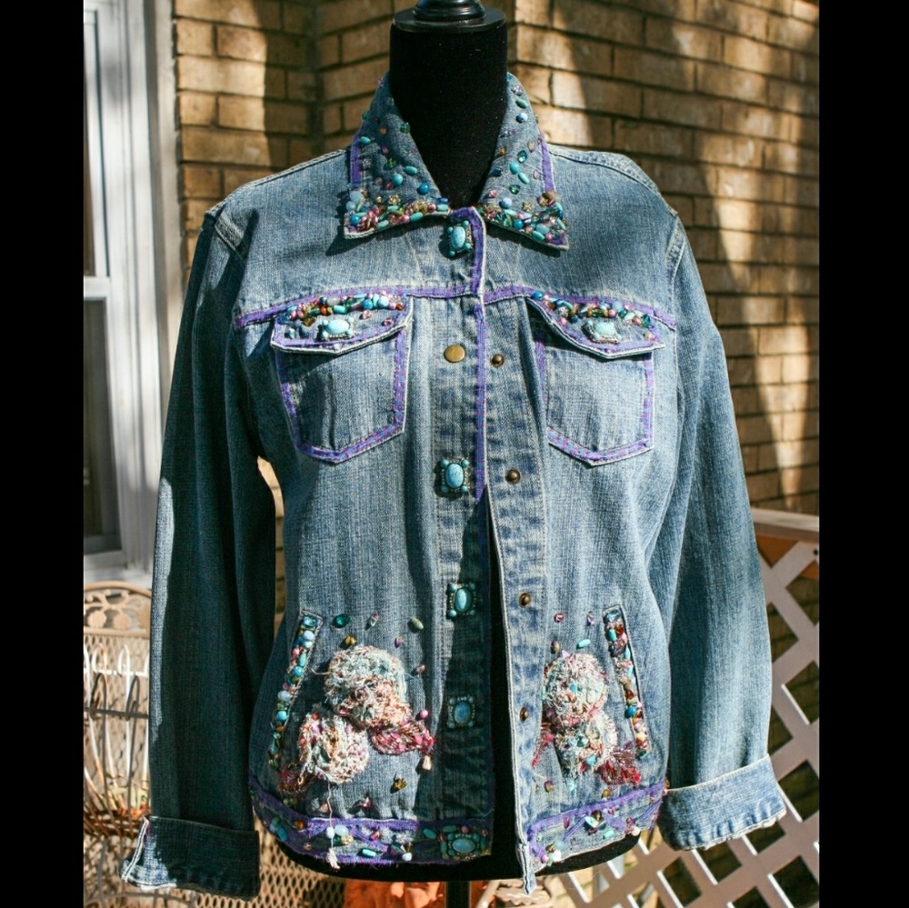 Mary Frances Embellished Denim Jean Jacket