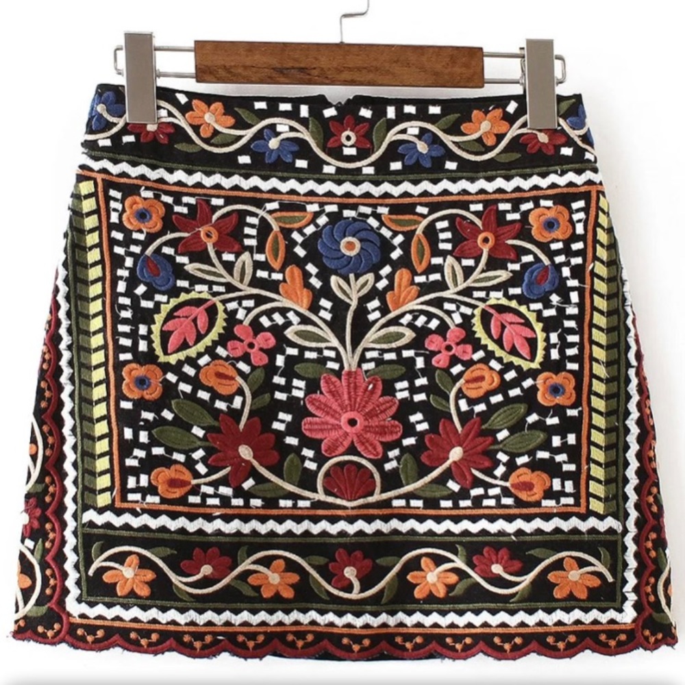 Embroidered multi-color skirt