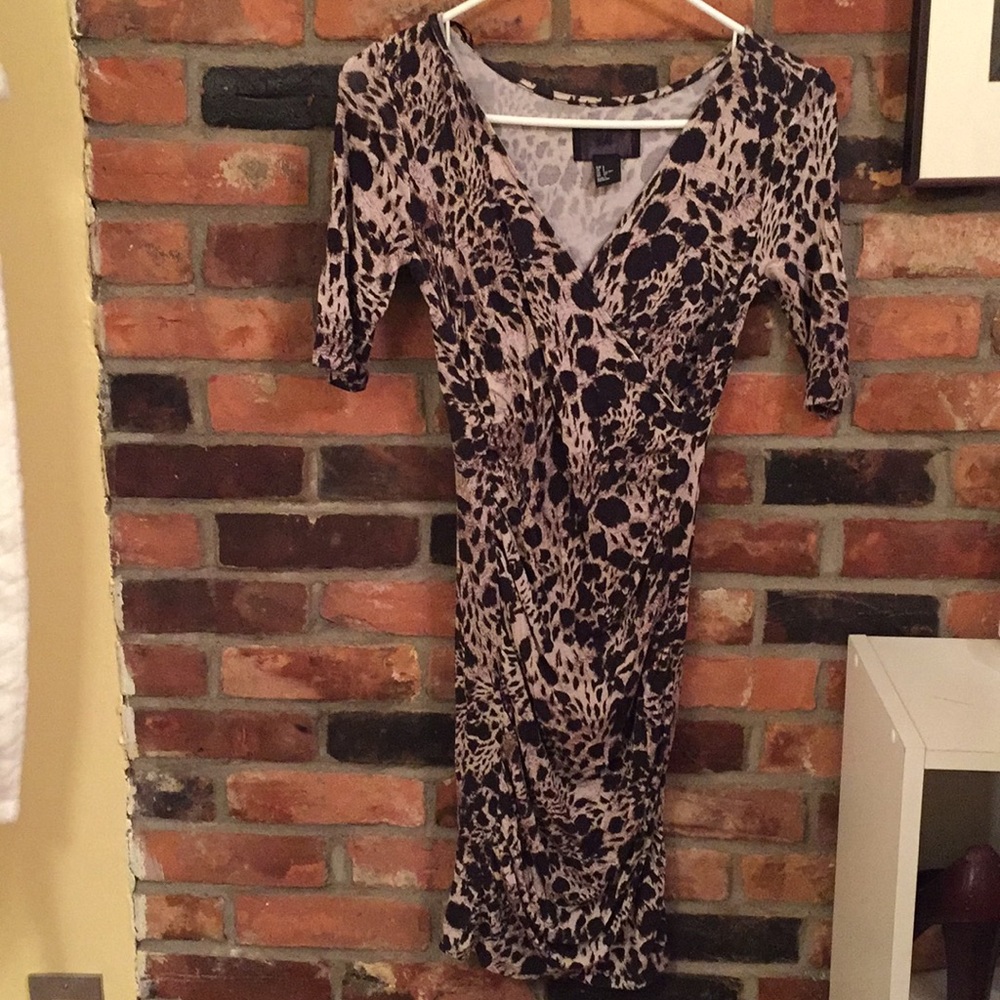 Cross front animal print midi dress