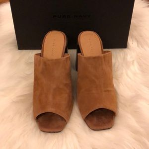 NEW Suede “Clein” Sandals/ Mules in Cognac, Sz 7
