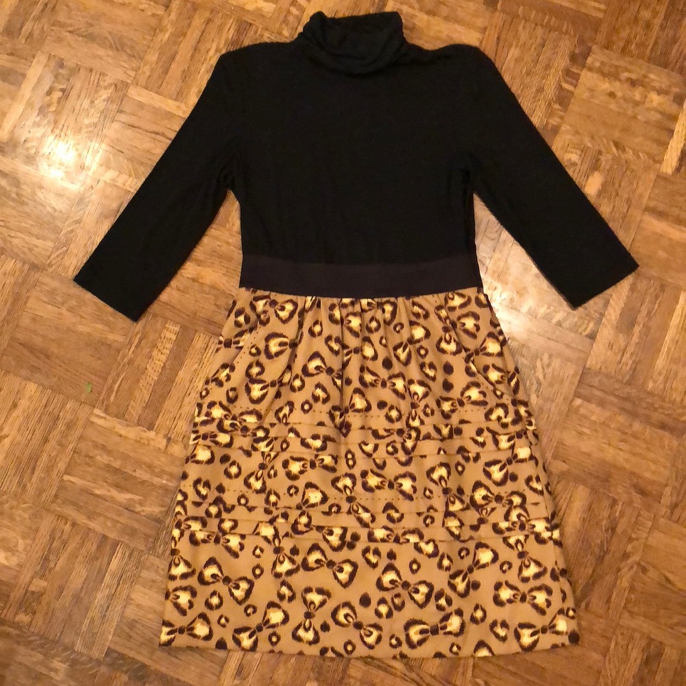 Phoebe Couture Black & Leopard-Bow Dress Size 2
