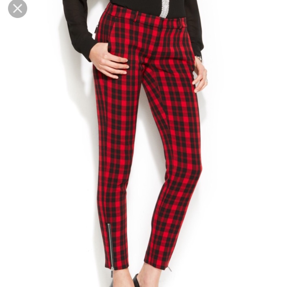 Michael Michael kors red plaid skinny ankle pants