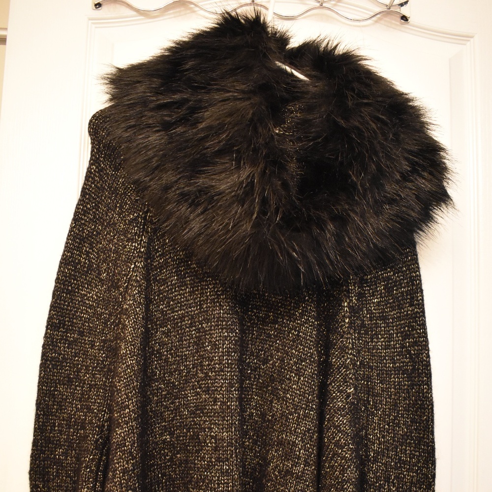 Michael Kors faux fur poncho sweater XS