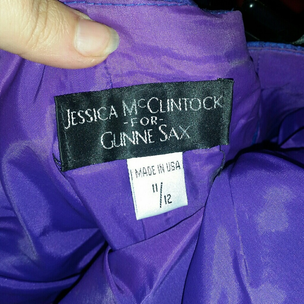 Solid Blue Strapless Prom Dress With Sparkles - image 3