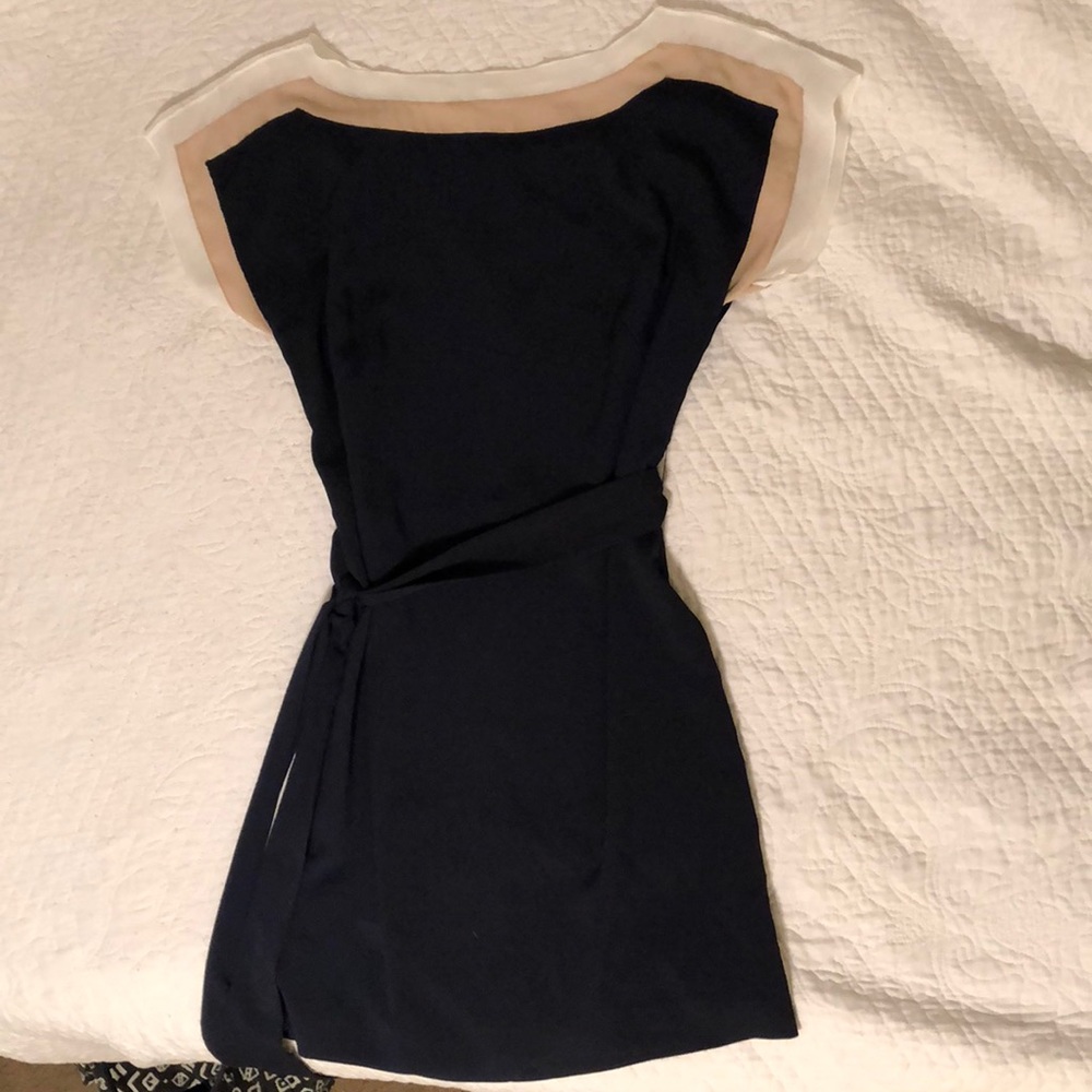 Ann Taylor Navy Dress W/ Tie