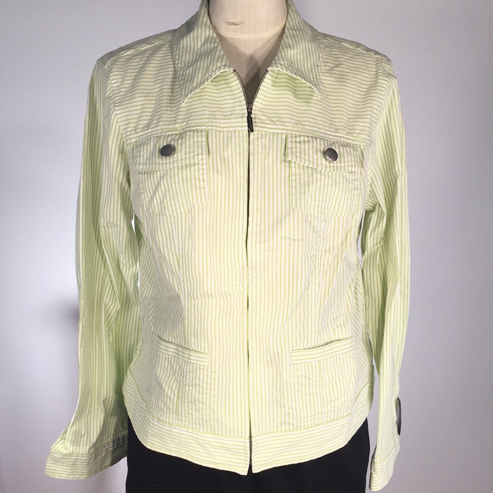 Christopher&Banks green and white striped jacket M