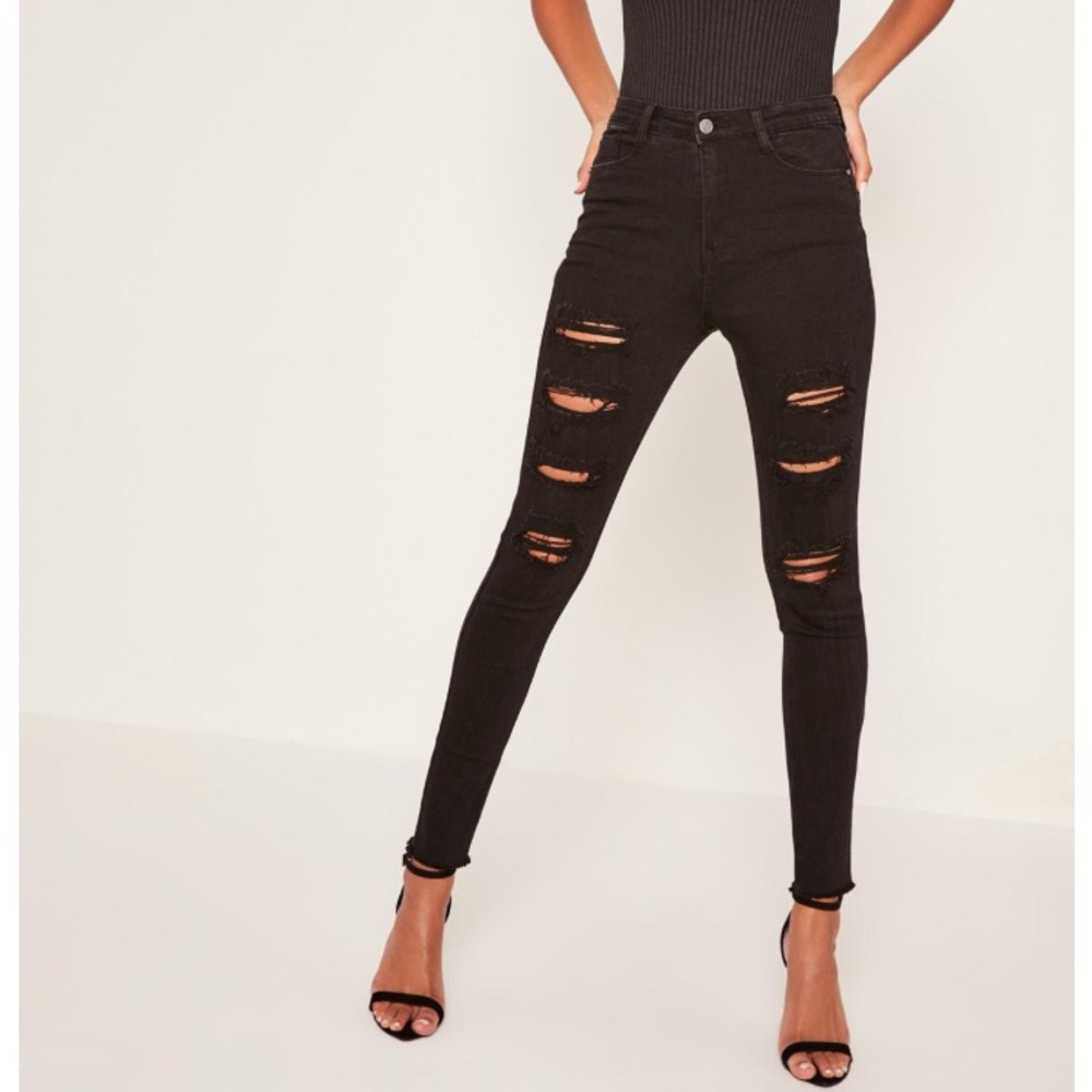 NWT Black sinner high waisted ripped jeans