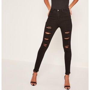 NWT Black sinner high waisted ripped jeans