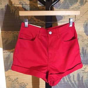 NEW American Apparel Denim High-Waist Cuff Short