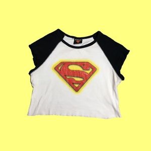 vintage superman / supergirl crop top