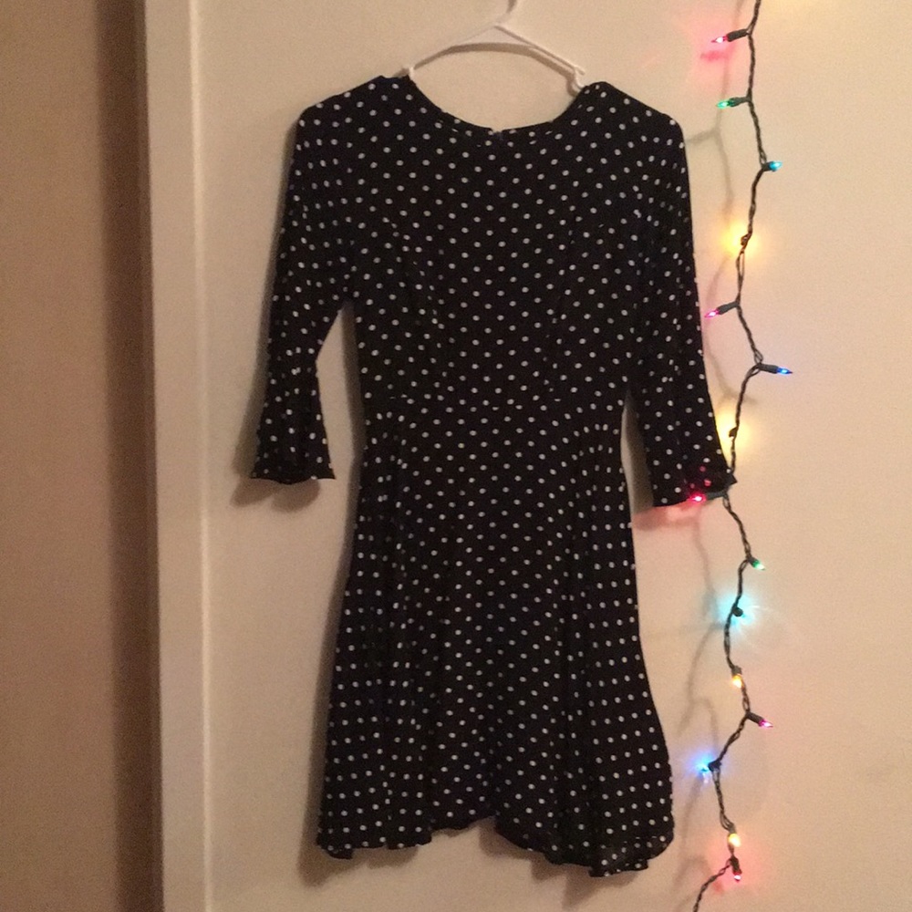 ASOS petite polka dot dress with bell sleeves
