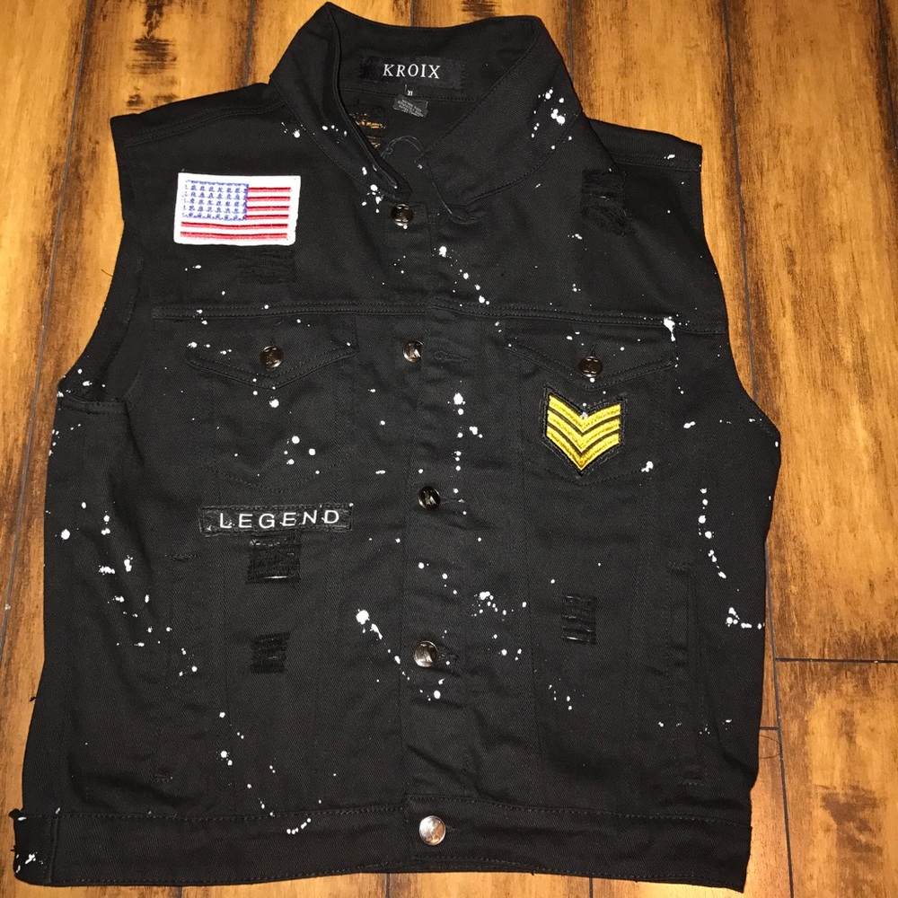 Paint Splatter No Sleeve Jean Button Up!