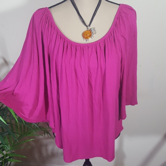 a.n.a Tops - Ana Tunic Pink Top, butterfly sleeves size XL