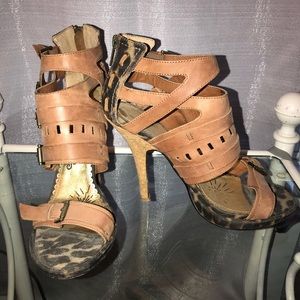 Brown heel sandals