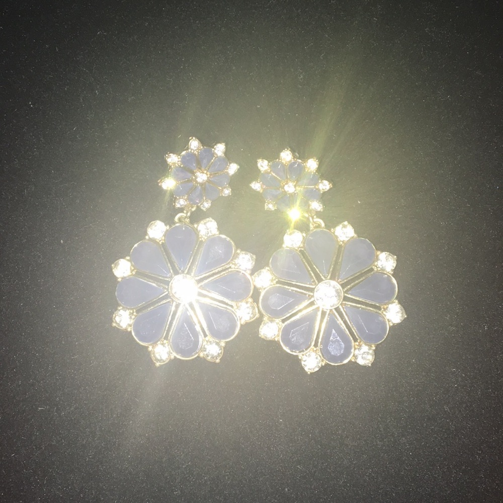 💎Teal and crystal rhinestone drop stud earrings💎