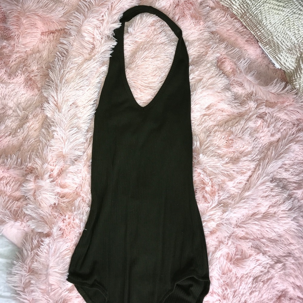 Green Ribbed Bodysuit