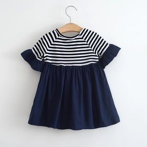 *NEW Little girls navy & white ruffle dress*
